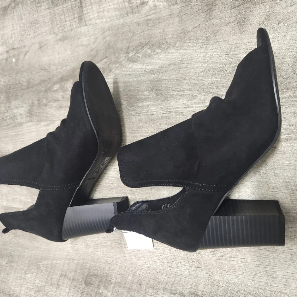 Women's Slip-On Open Toe Peep Toe Ankle Boots Suede Black - Size 8.5 *NWT* - Picture 7 of 9